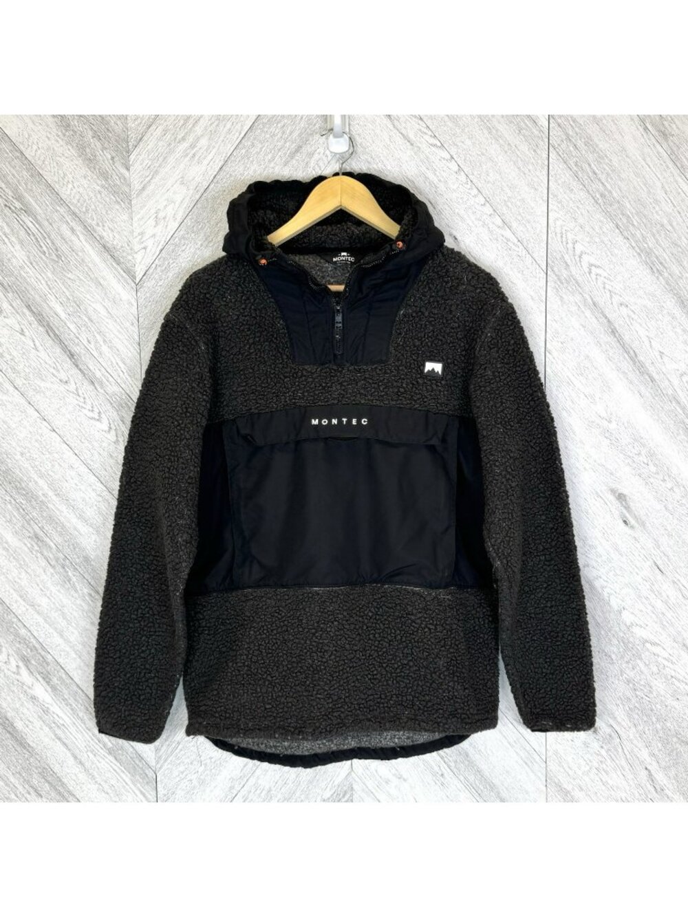 Montec Lima Fleece Hoodie Mens Medium Black Pullover Anorak Jacket Snowboard Ski
